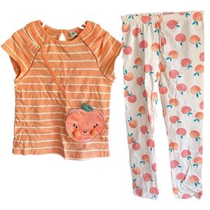 Tu Size 5-6 Peach Pocket Stripe Top And Peach Leggings, NWT, New With Tags